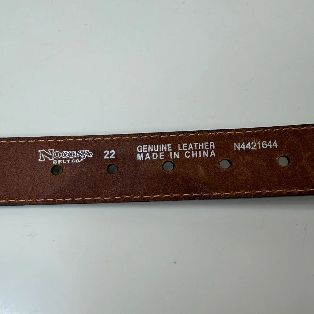 Nocona Leather Belt Kids Brown Concho Whipstitch Western Rodeo N4421644 Size 22